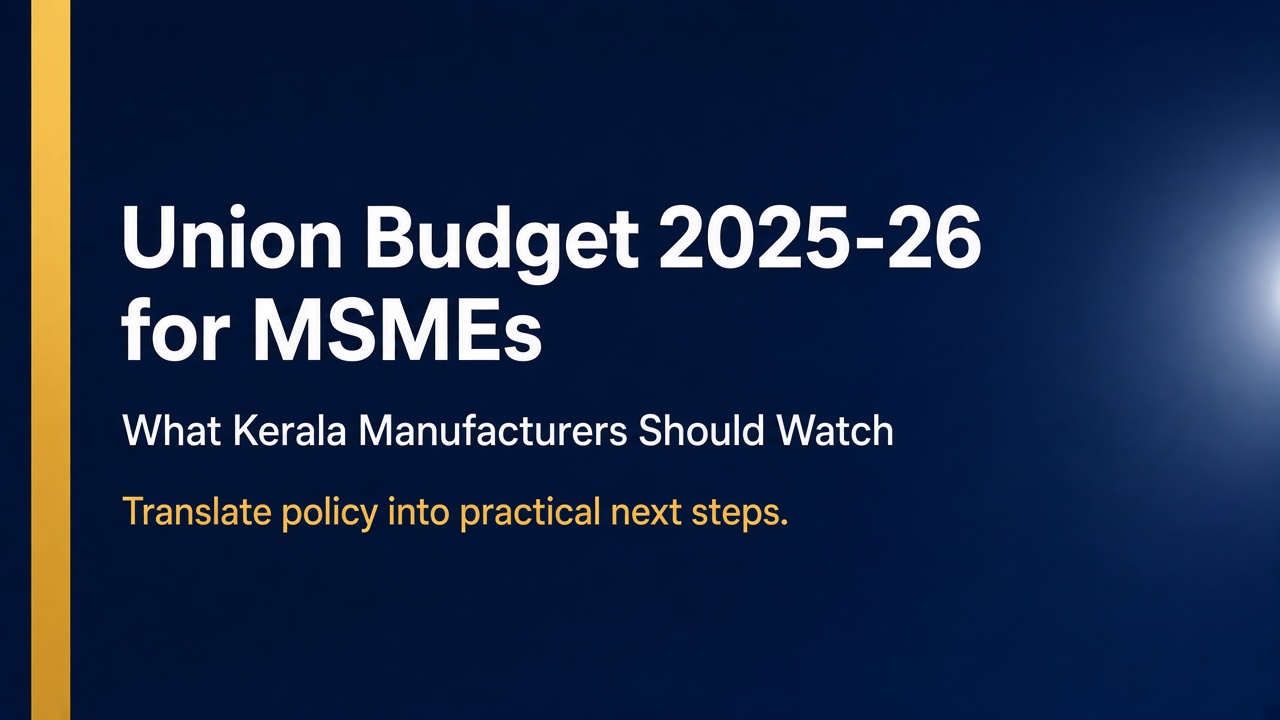 Union Budget 2025-26: A Paradigm Shift for Kerala’s MSMEs and Manufacturers