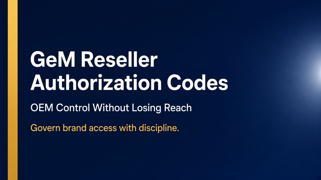 GeM Reseller Authorization Codes: OEM Control Without Losing Reach